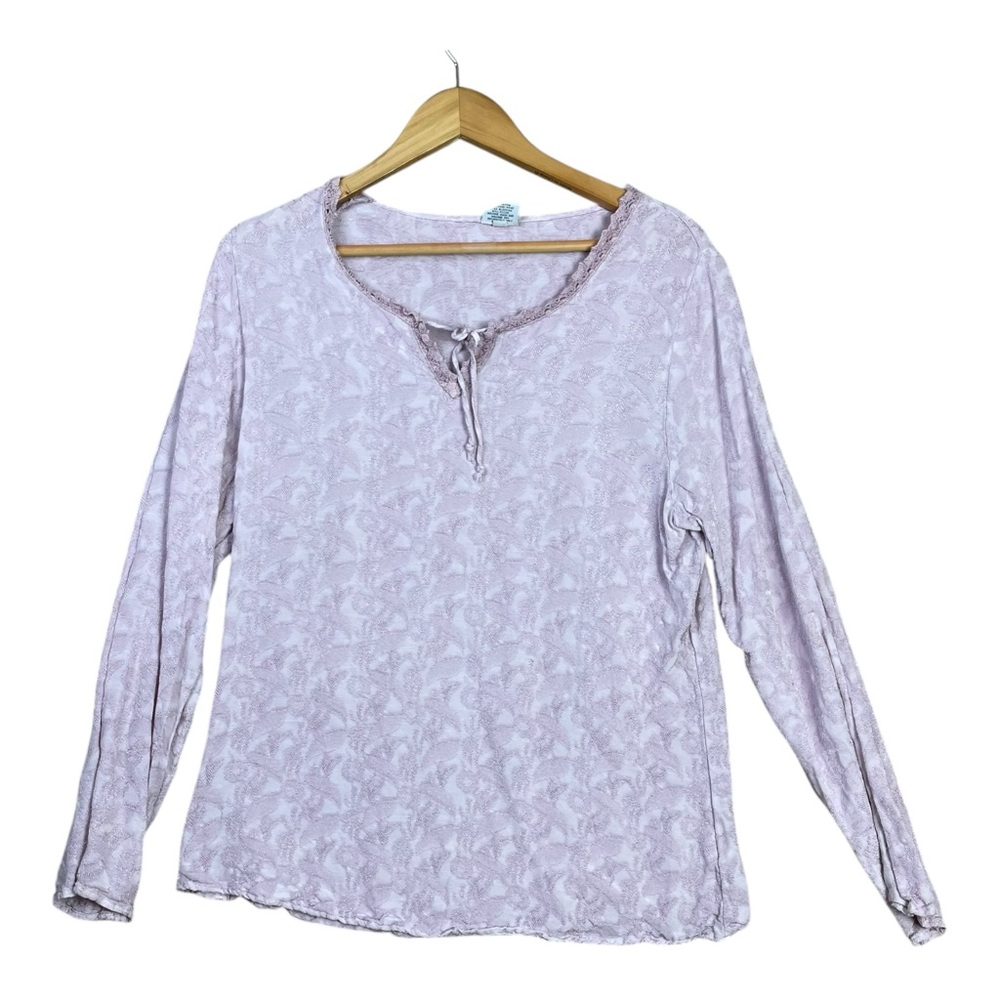CP Shades Sausalito Tunic Top Women M Pink Lagenlook Long Sleeves Embroidered